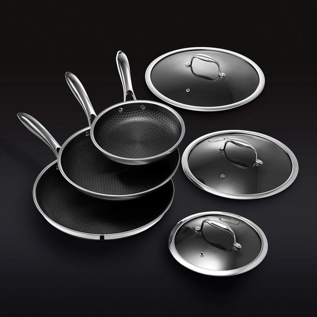 Hexclad Hybrid Fry Pan Set With Lids