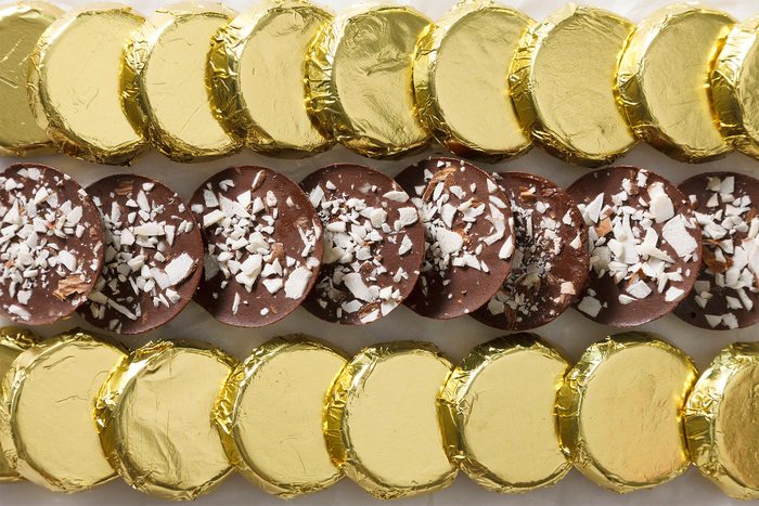 overhead shot of homemade gelt