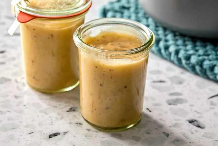 Wide shot of gluten free cream of chicken soup.