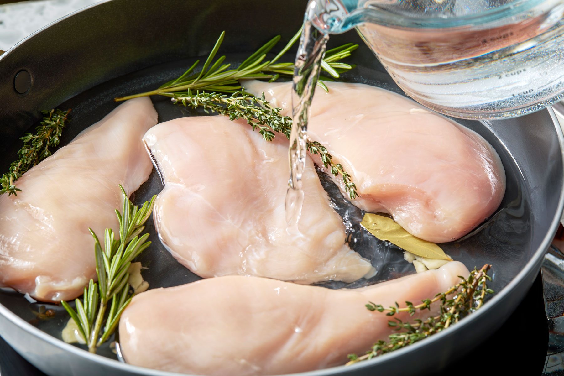 water being added to chicken