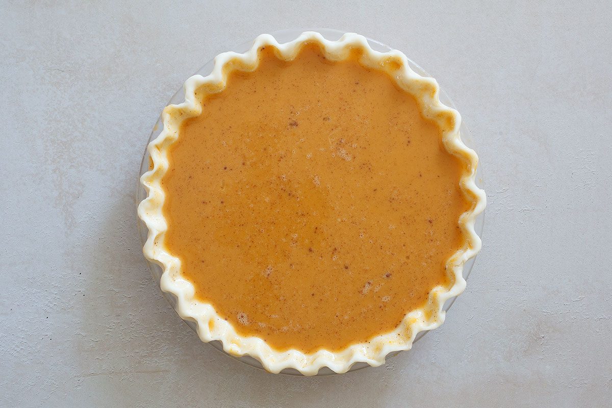 Pie filling in the pie crust