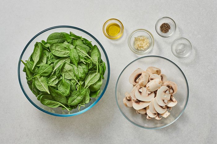 Ingredients for Sautéed Spinach and Mushrooms