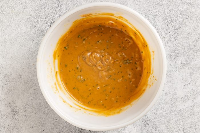 Taste of Home Pork Satay recipe photo of the peanut dipping sauce.