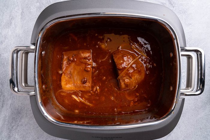 Taste of Home Pork and Beans recipe photo of the cooked pork and beans.