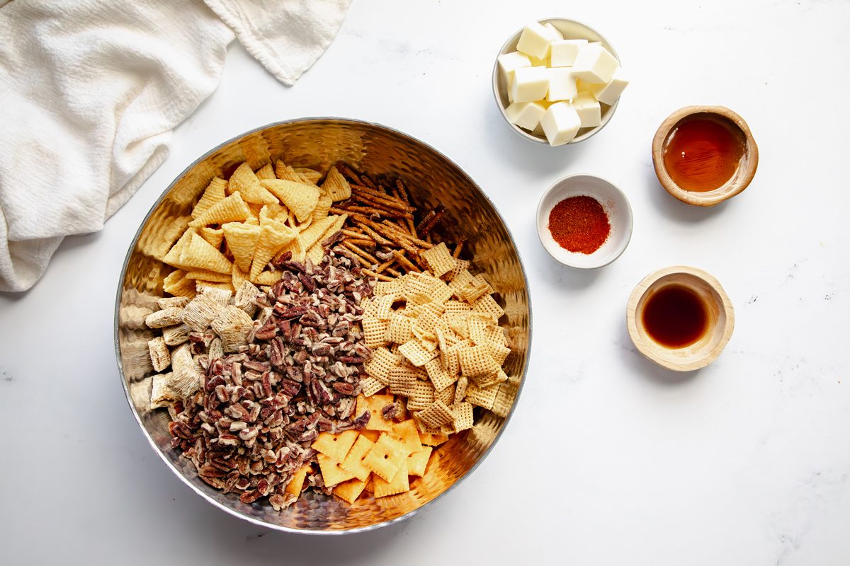 Ingredients shot for Taste of Home Reindeer Chow.