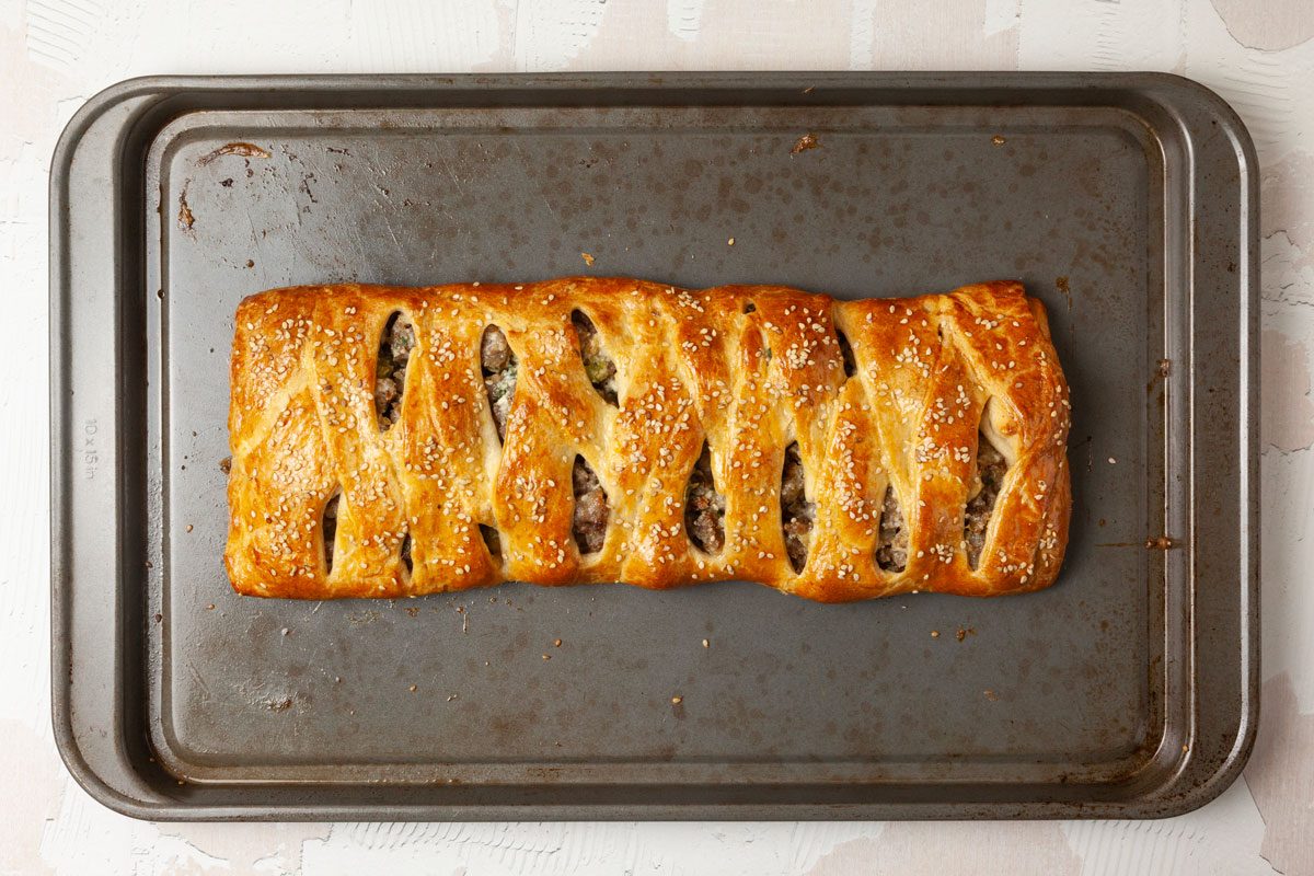 Step 3 of Taste of Home Sausage Braid is to bake it