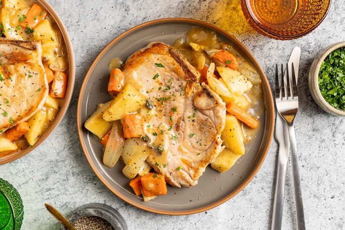 Taste of Home Skillet Pork Chops photo of the finished recipe.