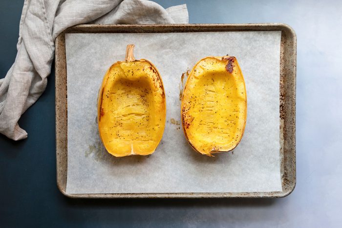 Roast squash for 50-60 minutes until the skin is easy to pierce with a fork