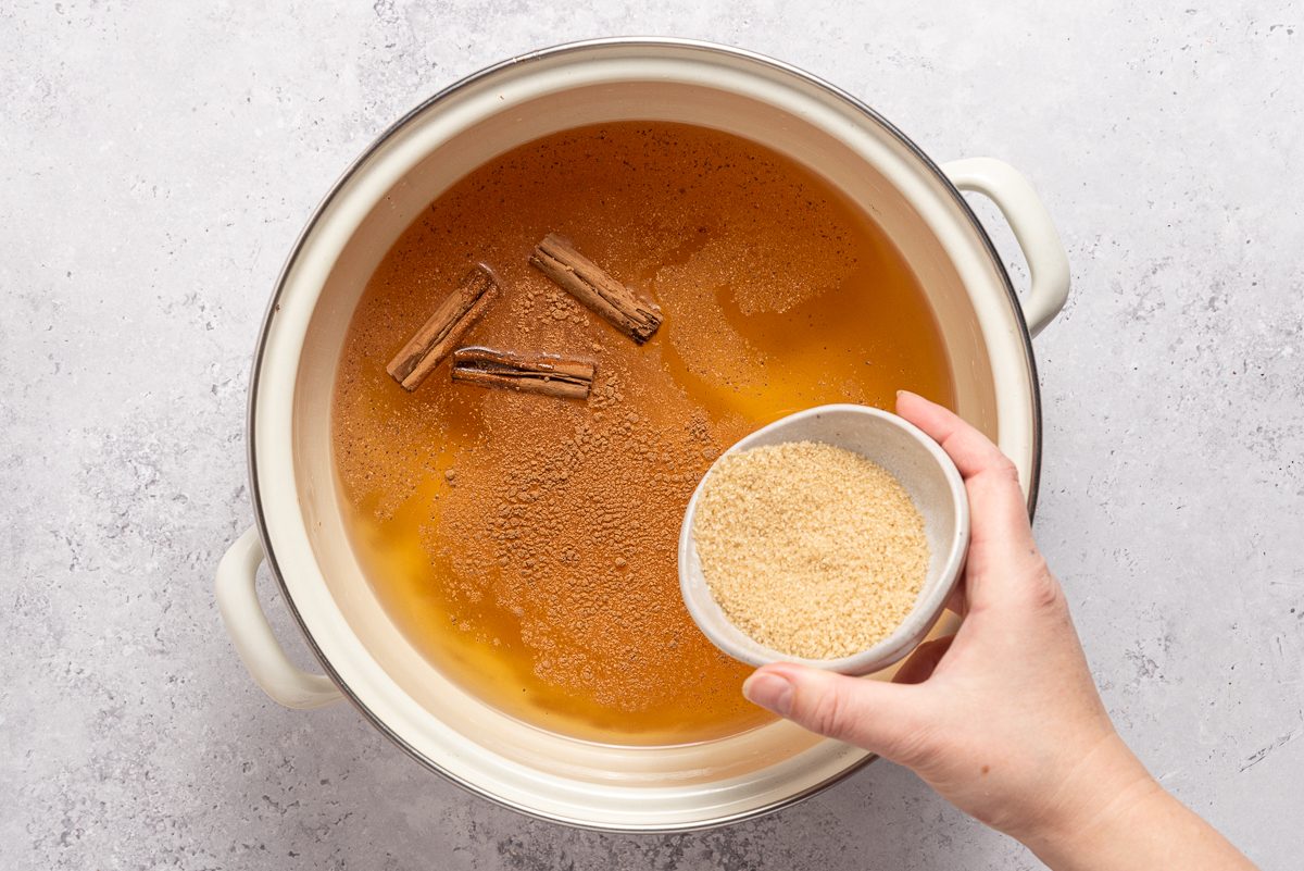 Apple Juice, Spices And Sugar Insider Saucepan