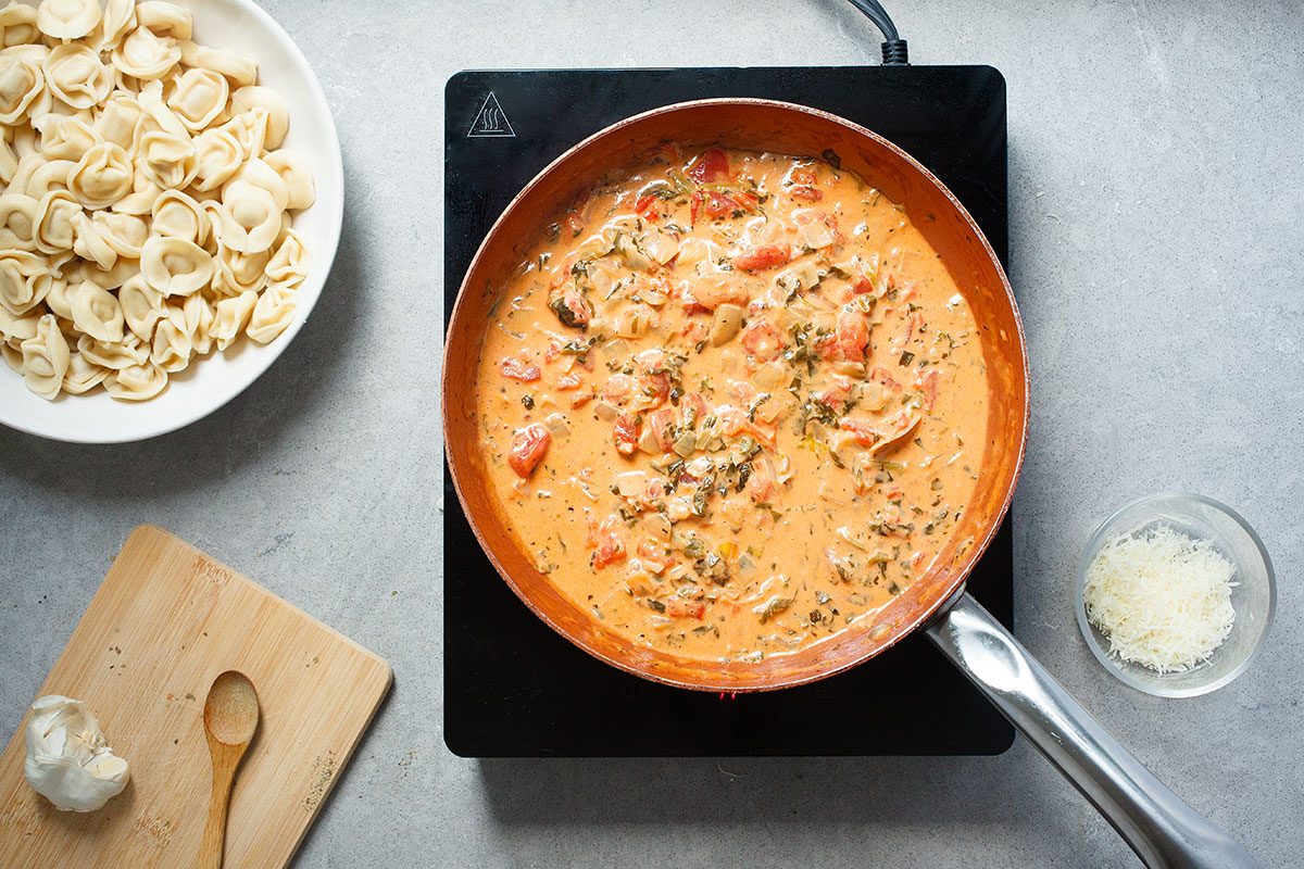 Cream sauce base in skillet