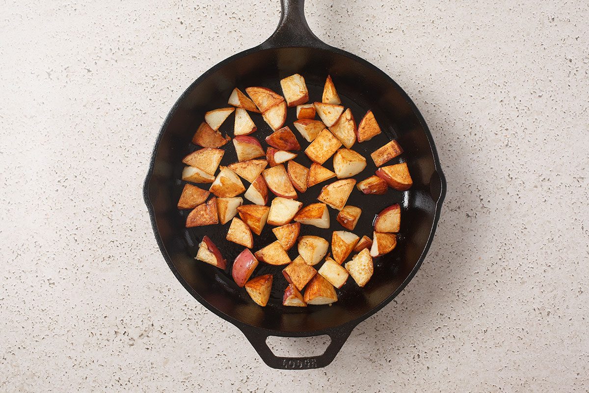 Brats And Potatoes Potatoes In Cast Iron Skillet