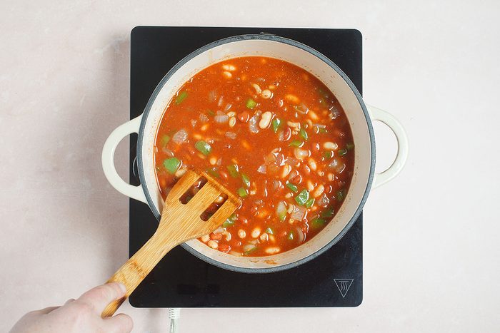 Chili ingredients in big pot