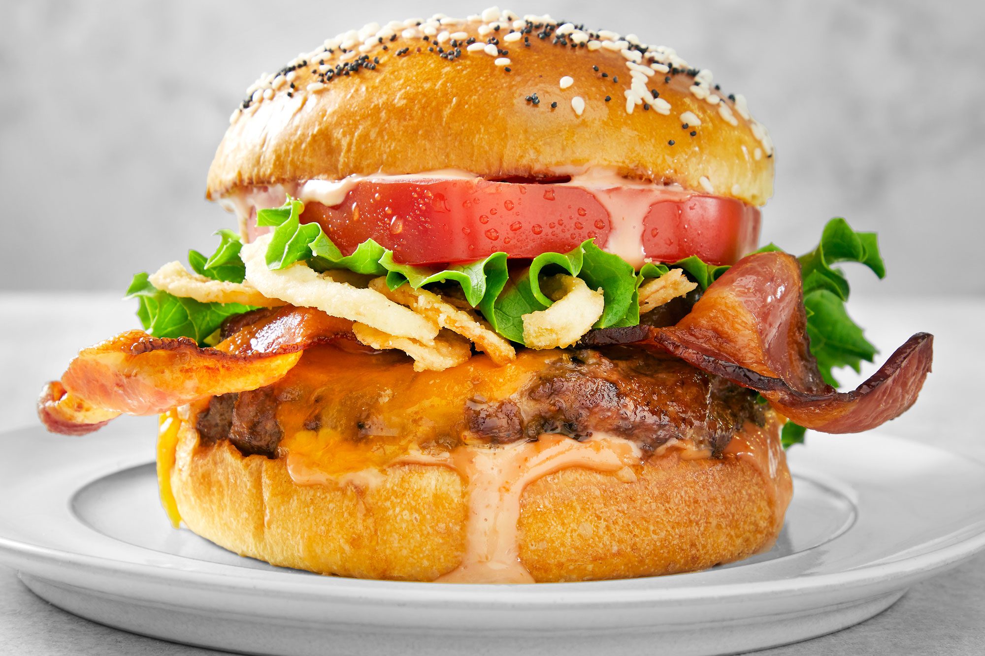 Air Fryer Bacon Cheese burgers served in a plate