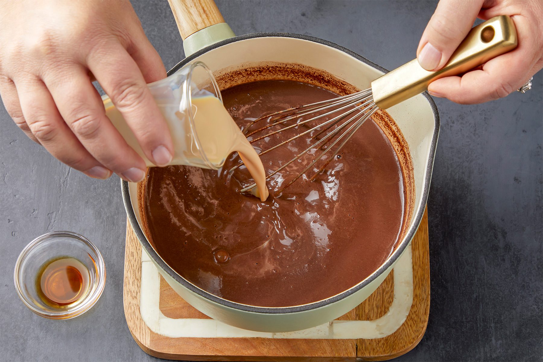 add vanilla and Irish cream liqueur.