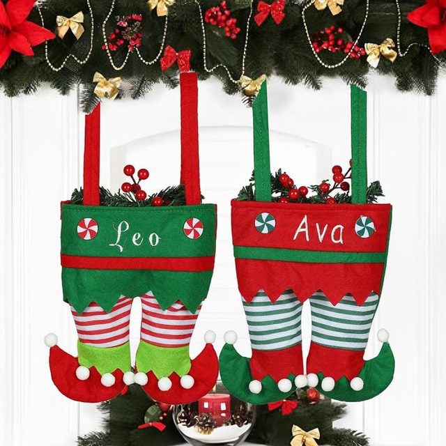 Elf Personalized Christmas Stockings Ecomm Via Walletwithlove Etsy.com 