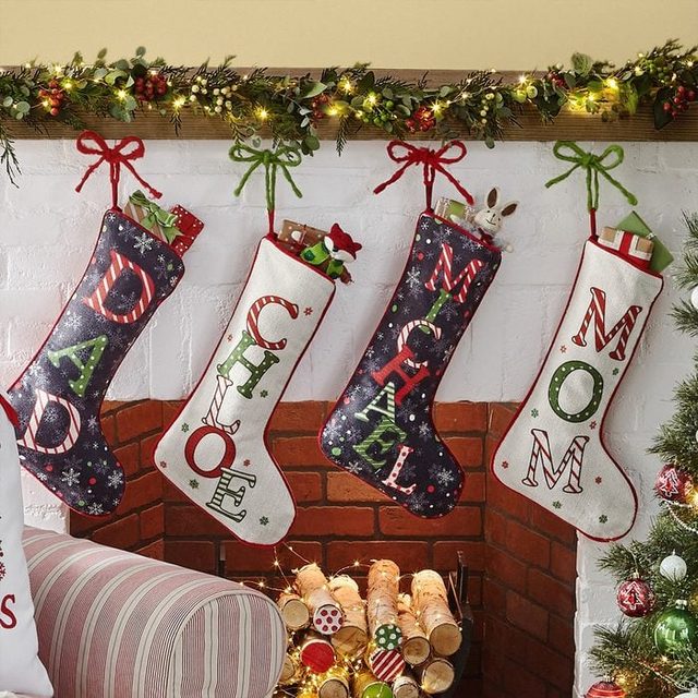 Festive Print Personalized Christmas Stockings Ecomm Via Letsmakememoriesus Etsy.com 
