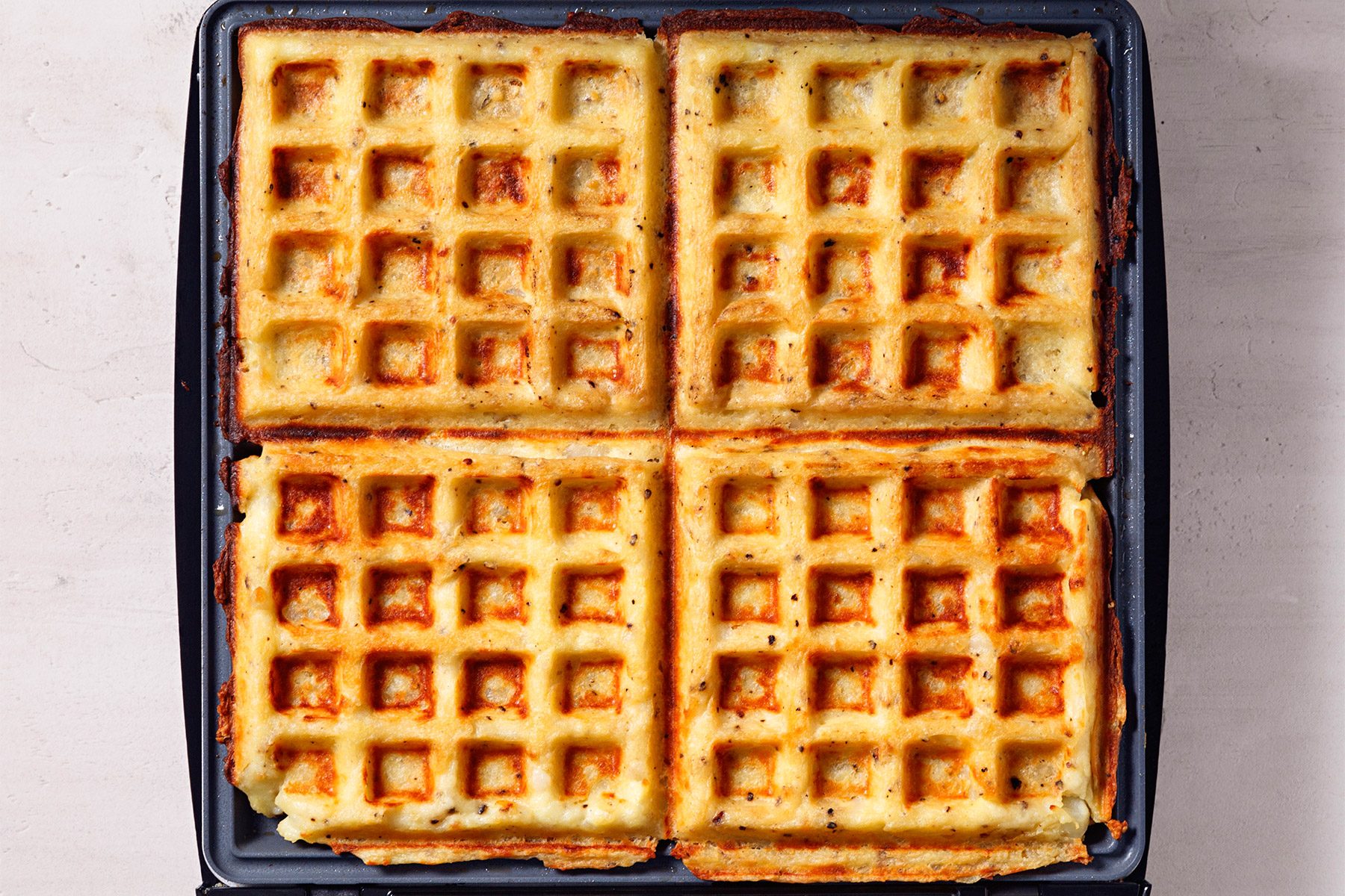 ready waffles in the waffle maker