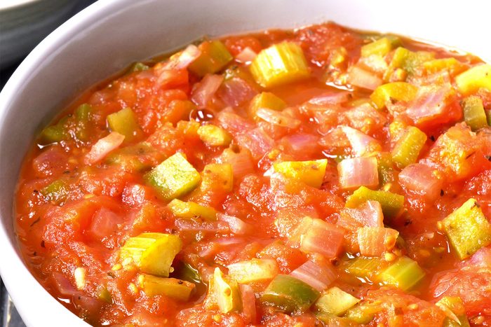 close up shot of easy stewed tomatoes