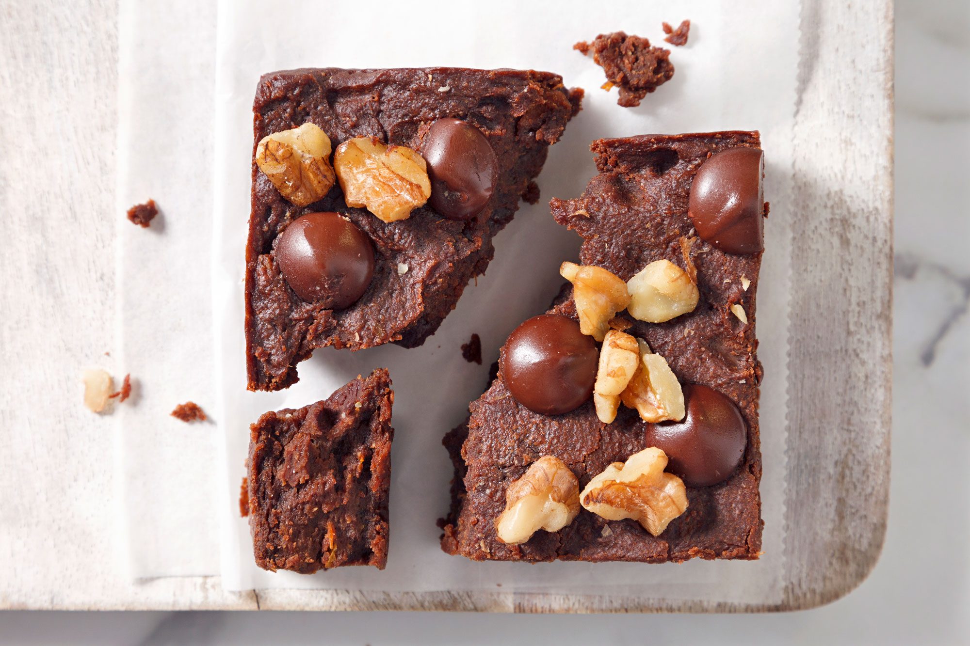 Sweet Potato Brownies sliced into pieces