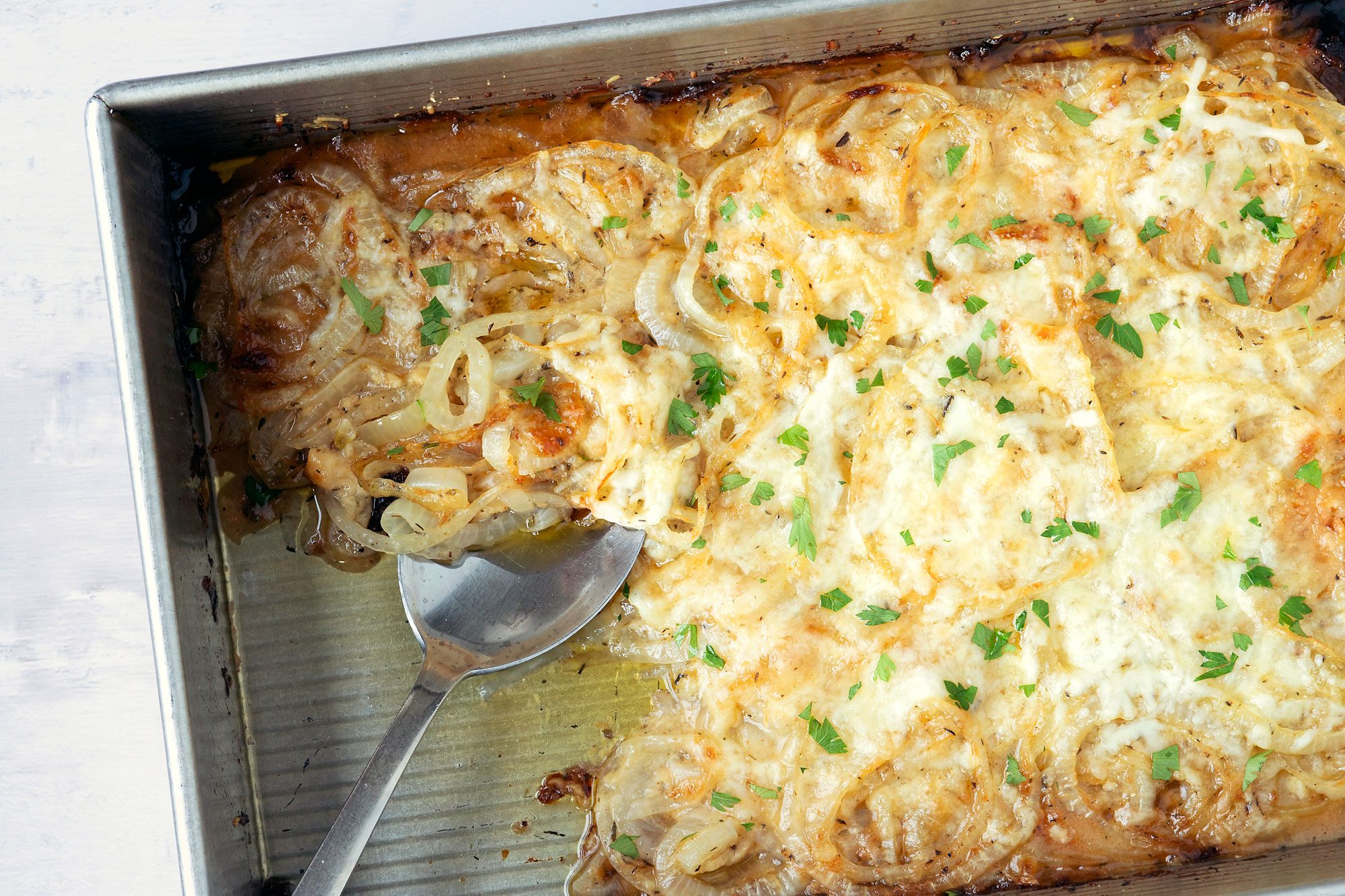 Sprinkle fresh, chopped parsley over the top and serve the Tennessee onions