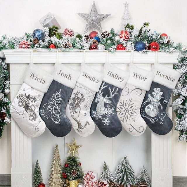 Velvet Sequin Personalized Christmas Stockings Ecomm Via Twinsdesignstudio Etsy.com 