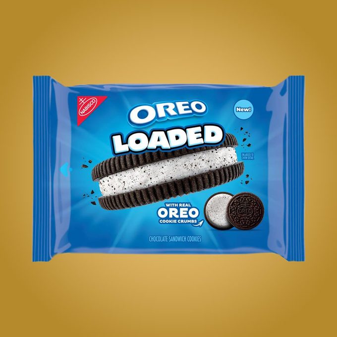 A package of Oreo Loaded on a yellow background