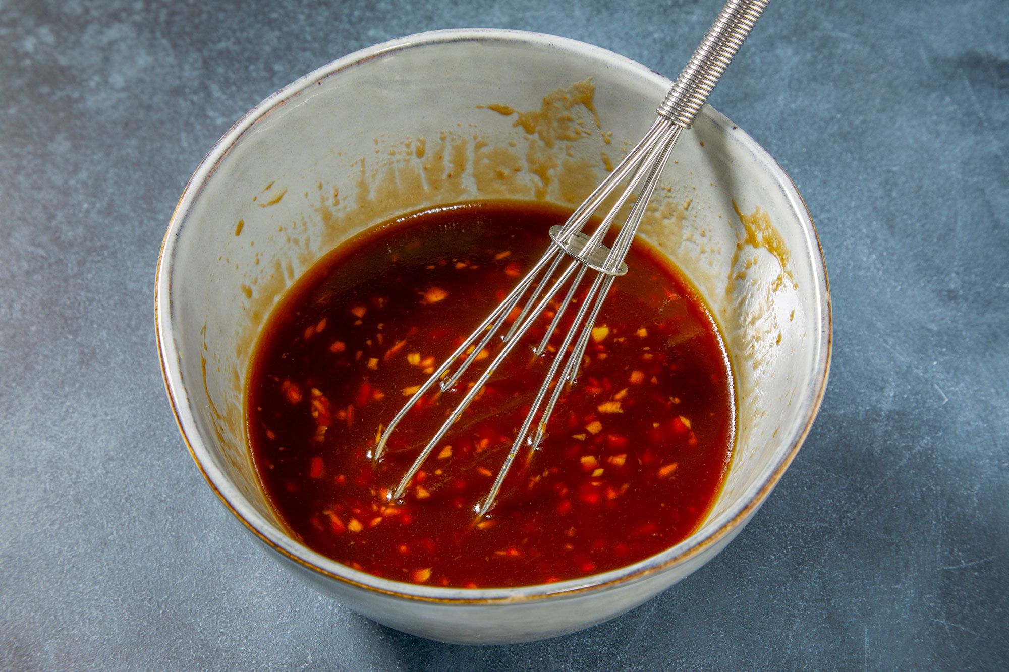 In a small bowl, whisk soy sauce, ketchup, honey, ginger and oil.