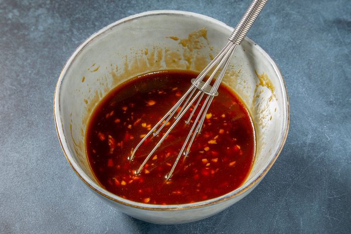In a small bowl, whisk soy sauce, ketchup, honey, ginger and oil.