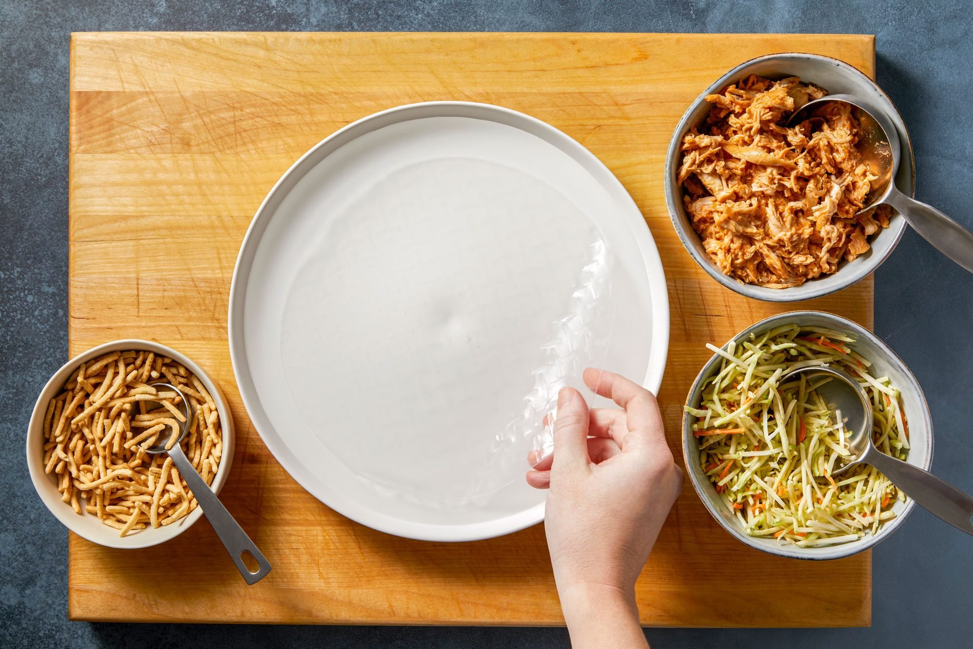 Place wrapper on a flat surface.