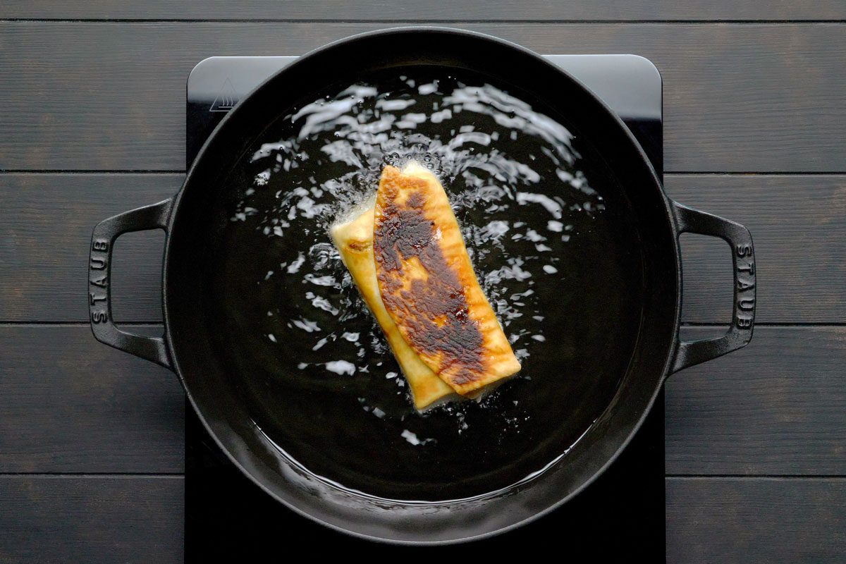 Cook chimichangas until golden brown