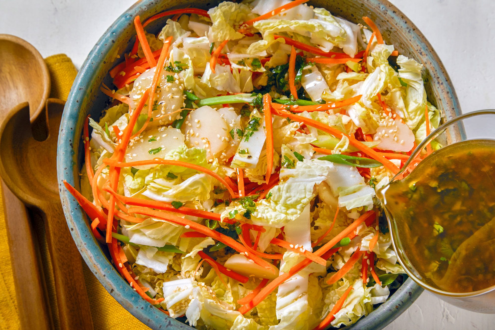 Pour dressing over cabbage mixture and toss to coat