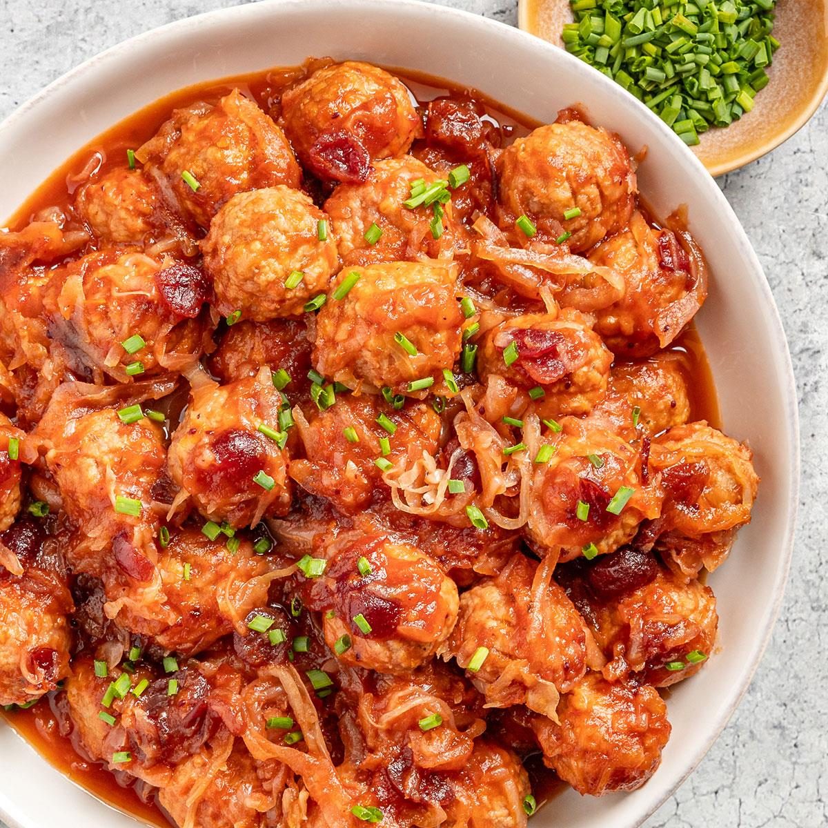 Cranberry Sauerkraut Meatballs