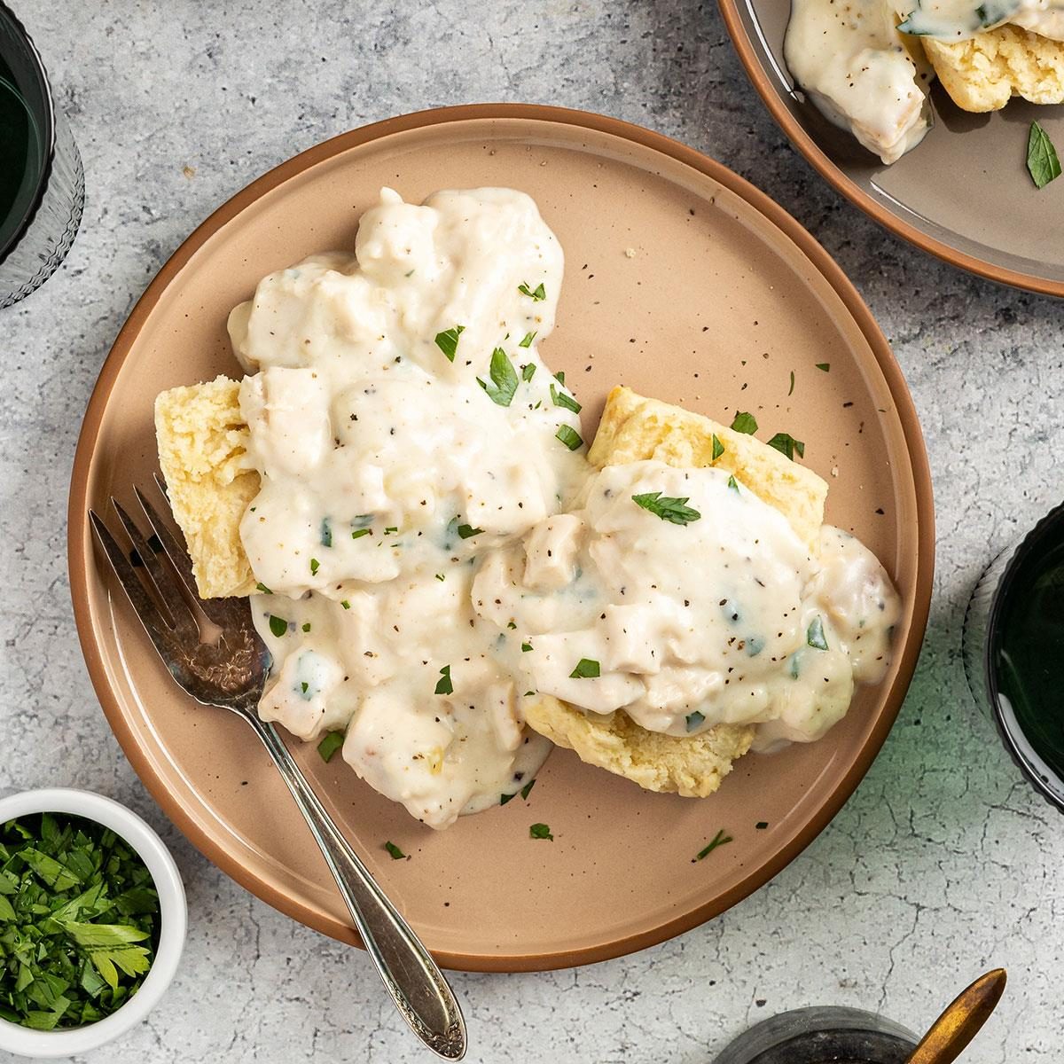 Creamed Chicken Over Biscuits