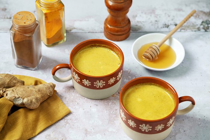 Turmeric Tea Golden Milk is ready and served in Cups