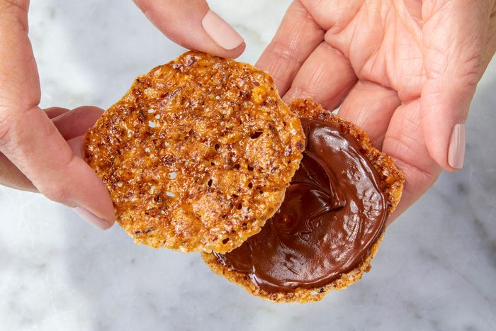 Cookie sandwich with chocolate spread in between