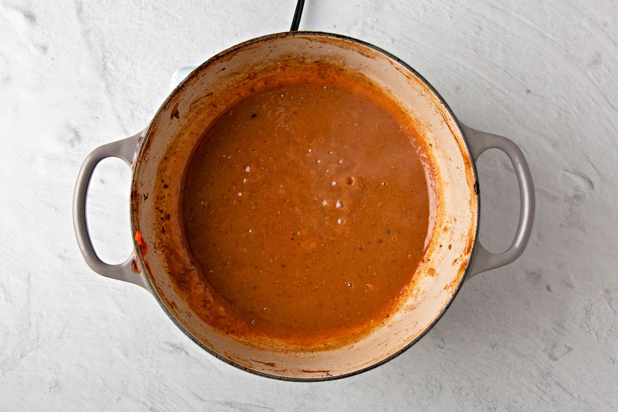 In the Dutch oven, melt butter over medium heat. Stir in flour until smooth. Gradually whisk in pan juices.