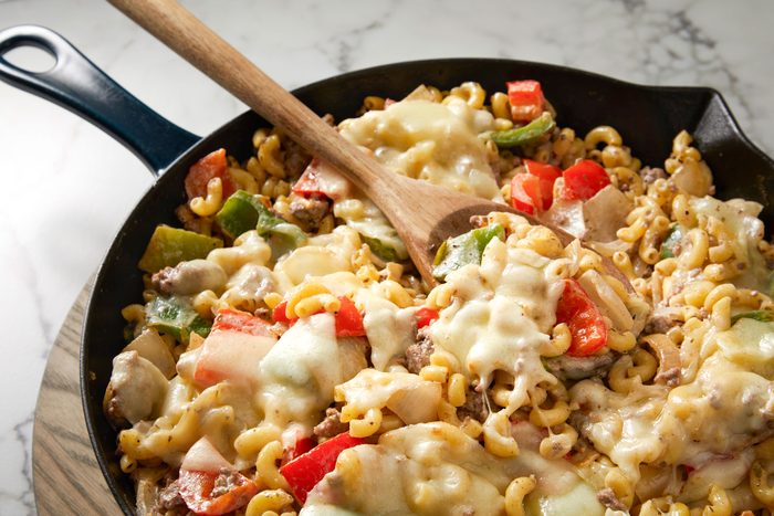 close up shot of Philly Cheesesteak Casserole