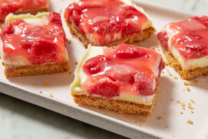 Close up of Strawberry Cheesecake Bars